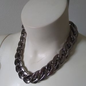 Black Silver Choker Chain Link Necklace